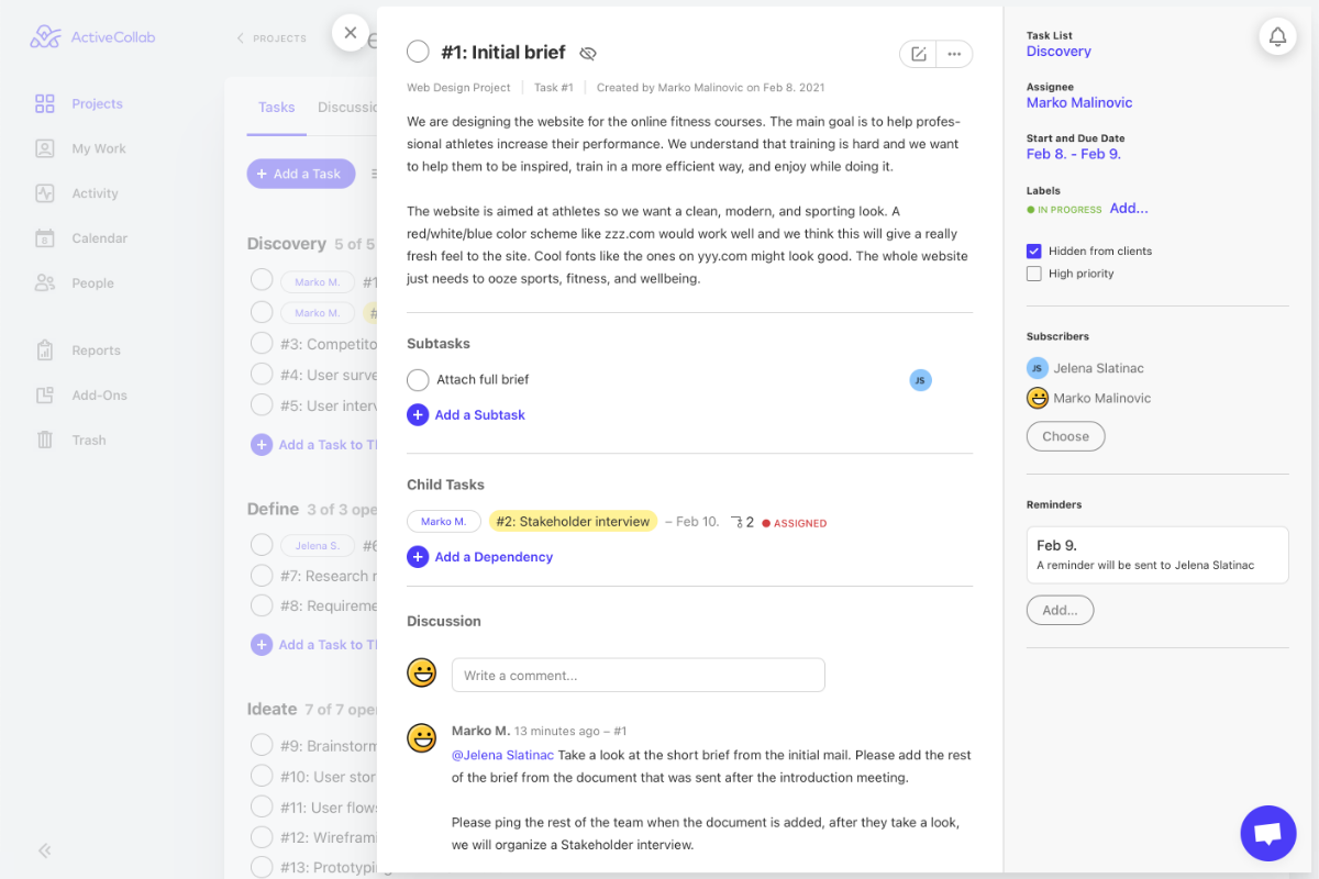 Task card with assignees and due dates