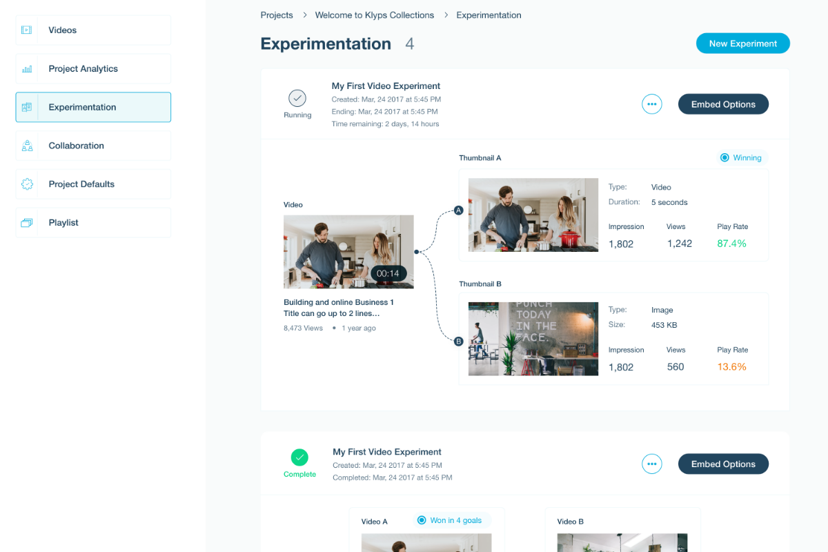 Experimentation dashboard