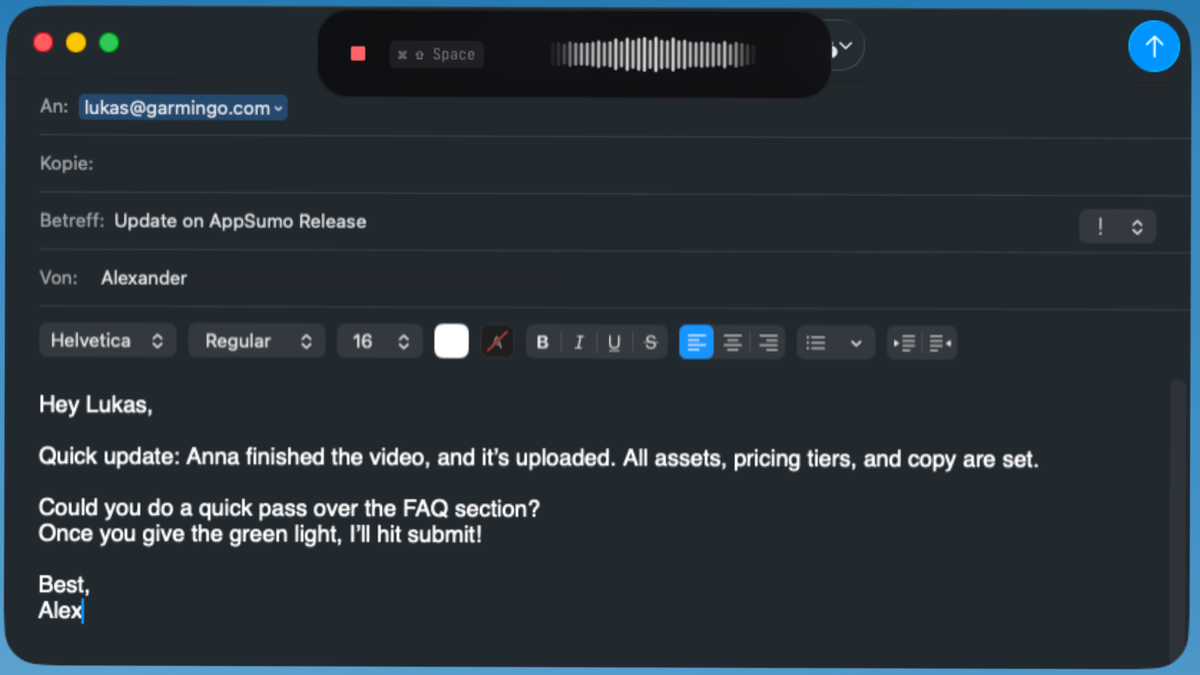 Turn speech into text where you work