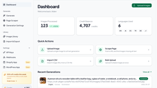 AltGen dashboard showing processed images, credit balance, and languages used thumbnail