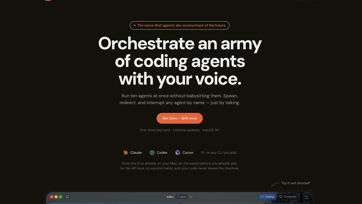 Orchestrate an army of coding agents with just your voice
