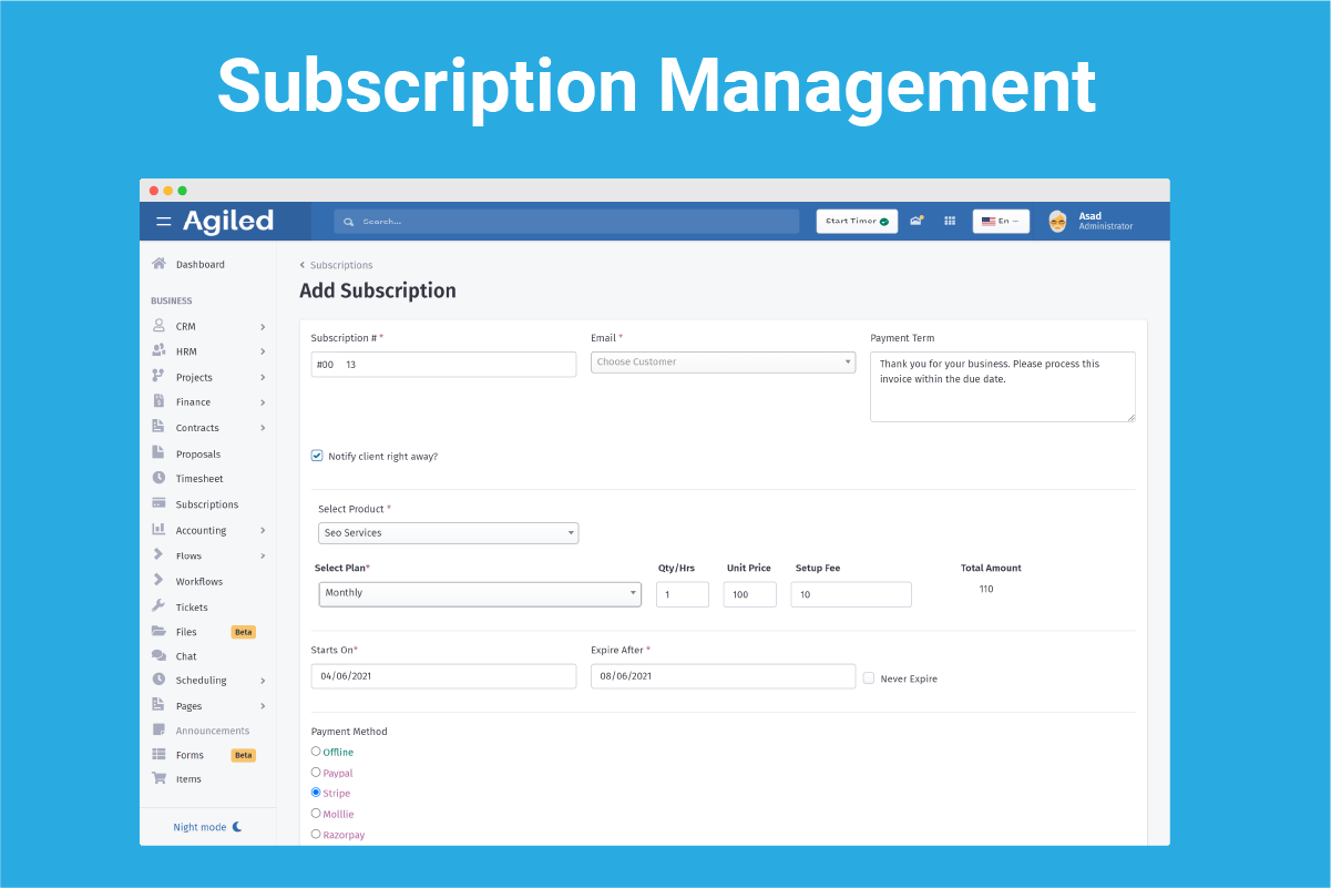 Subscription management