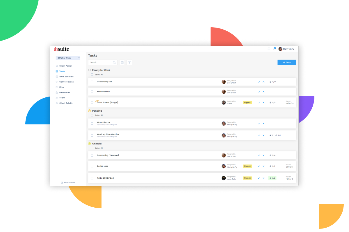 Tasks dashboard