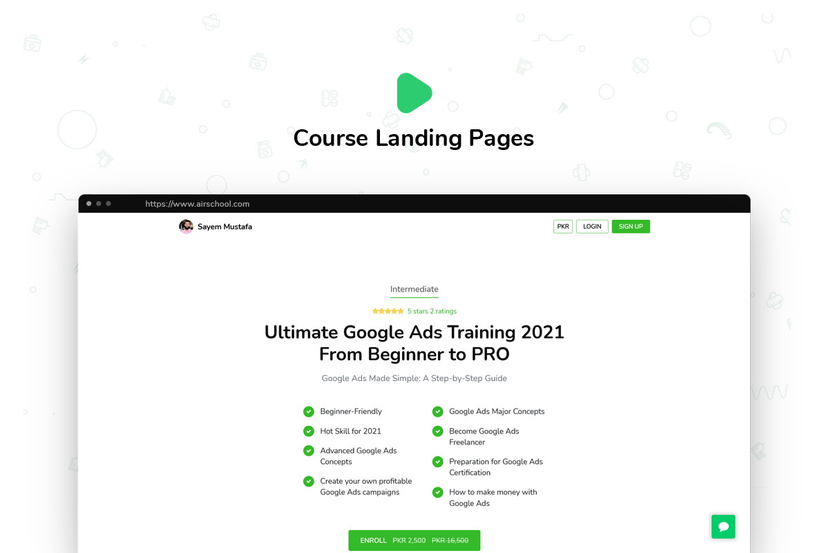 Course landing page