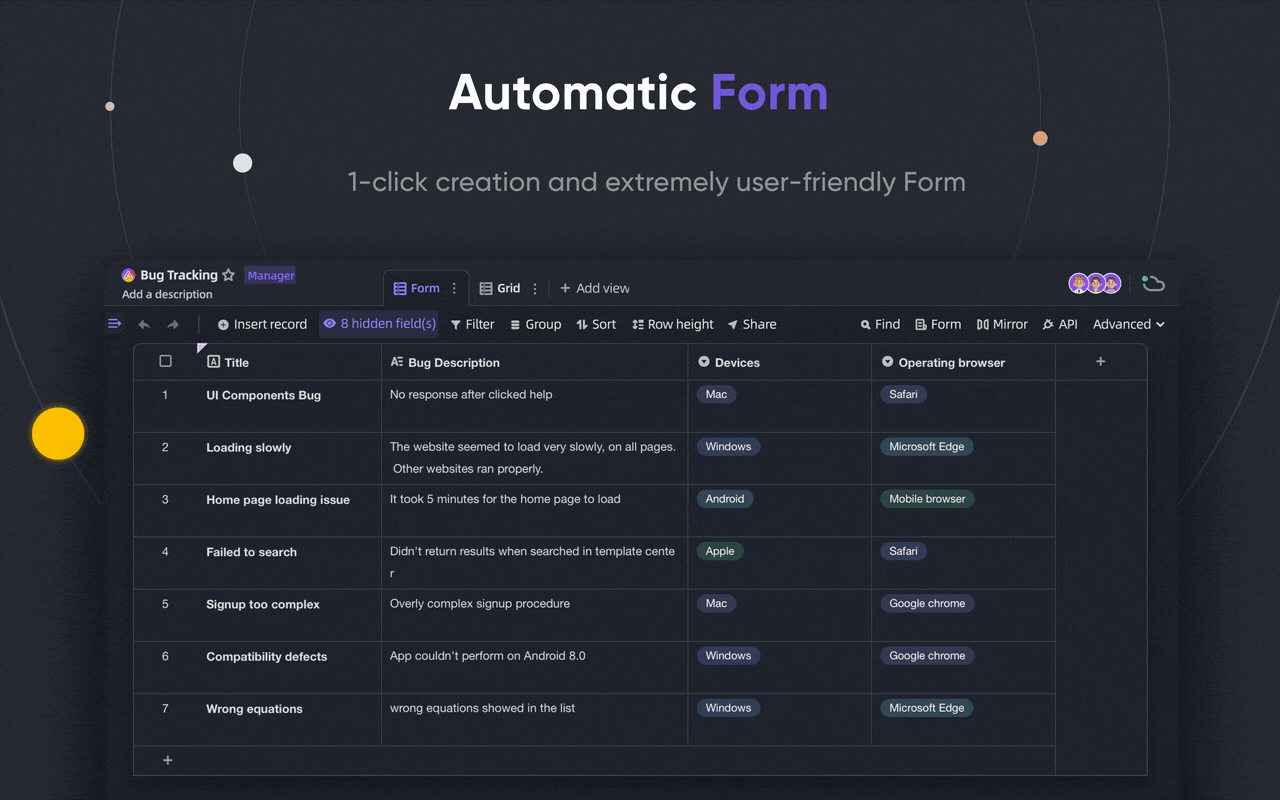 One-click forms