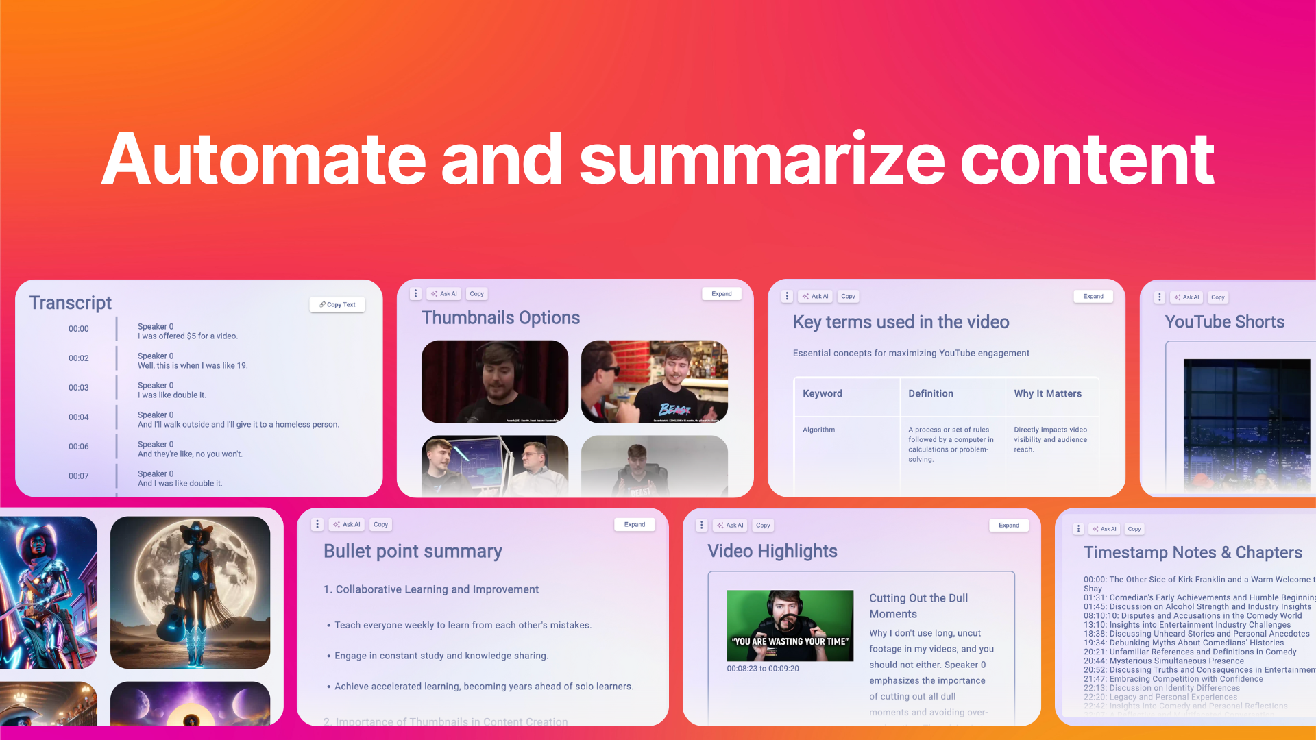 Automate and summarize content