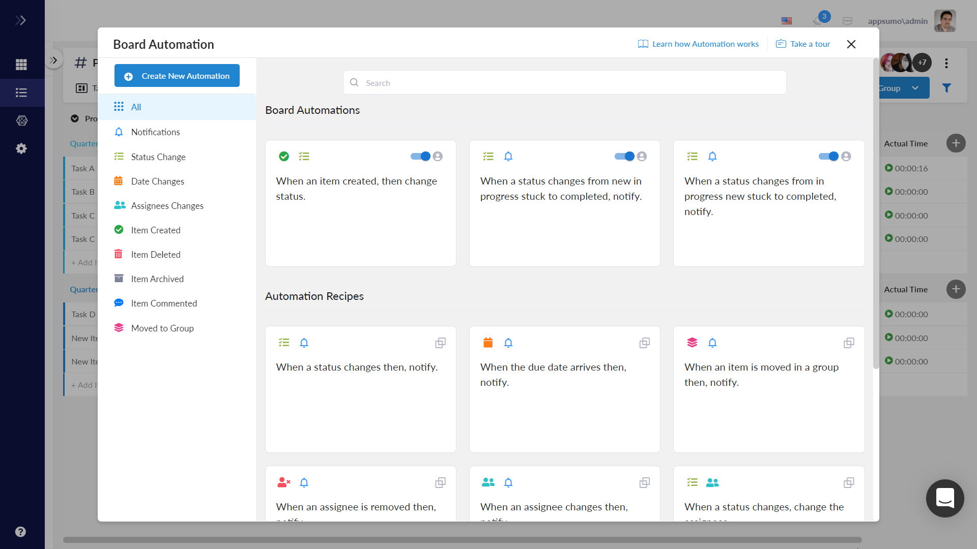 Project board automation