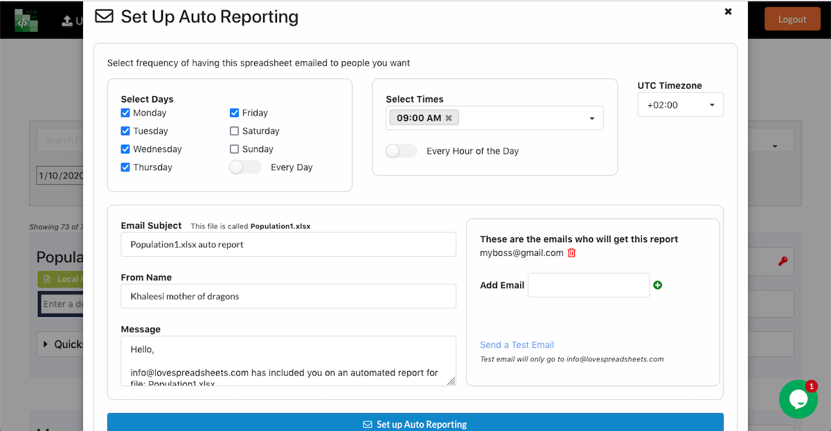 Auto-reporting interface