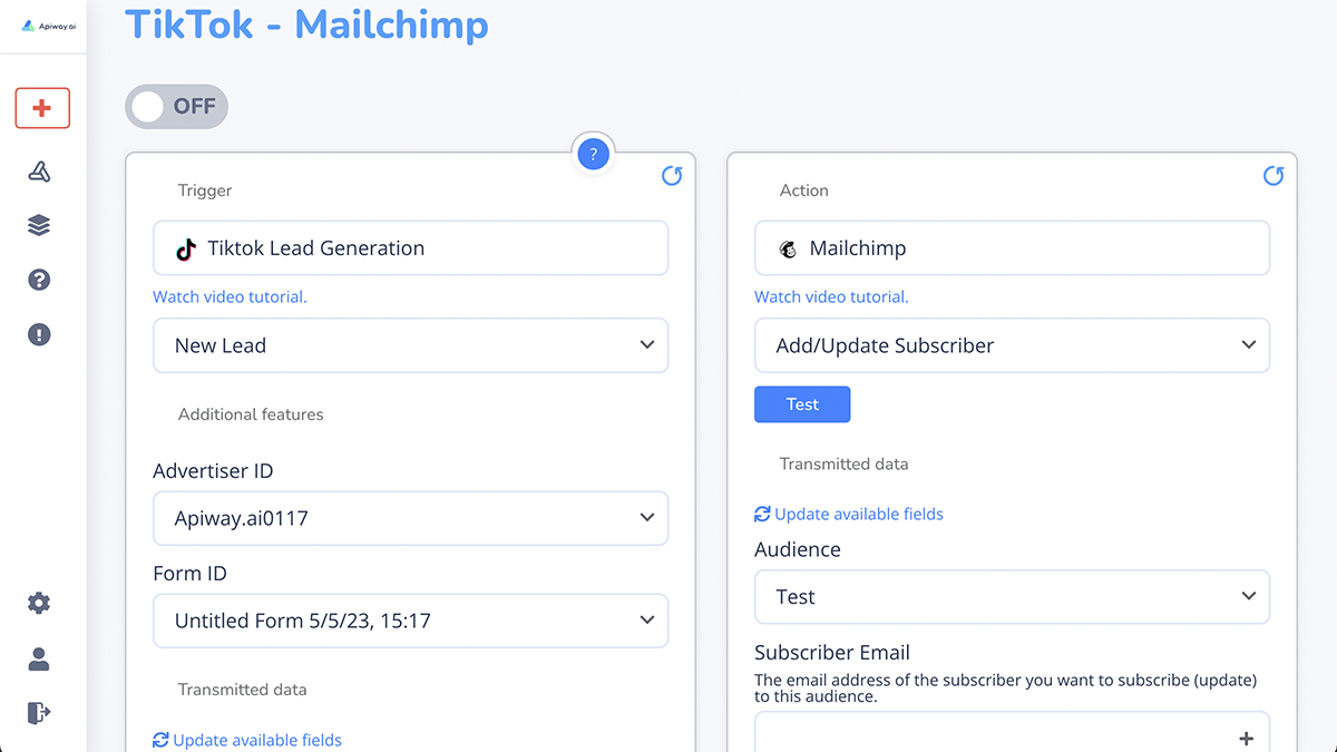 TikTok to Mailchimp