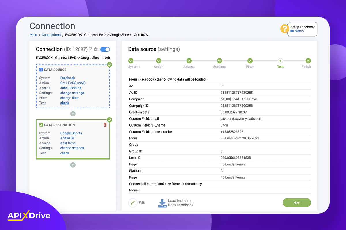 Data transfer settings