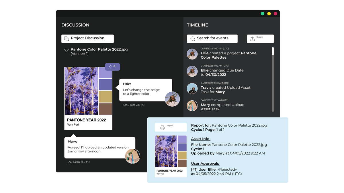 Track and report project actions