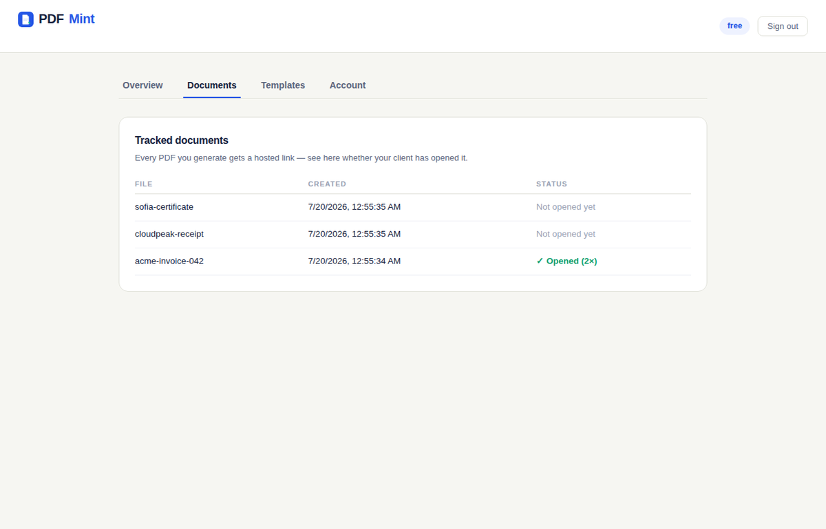 Free browser-based invoice generator, no signup required
