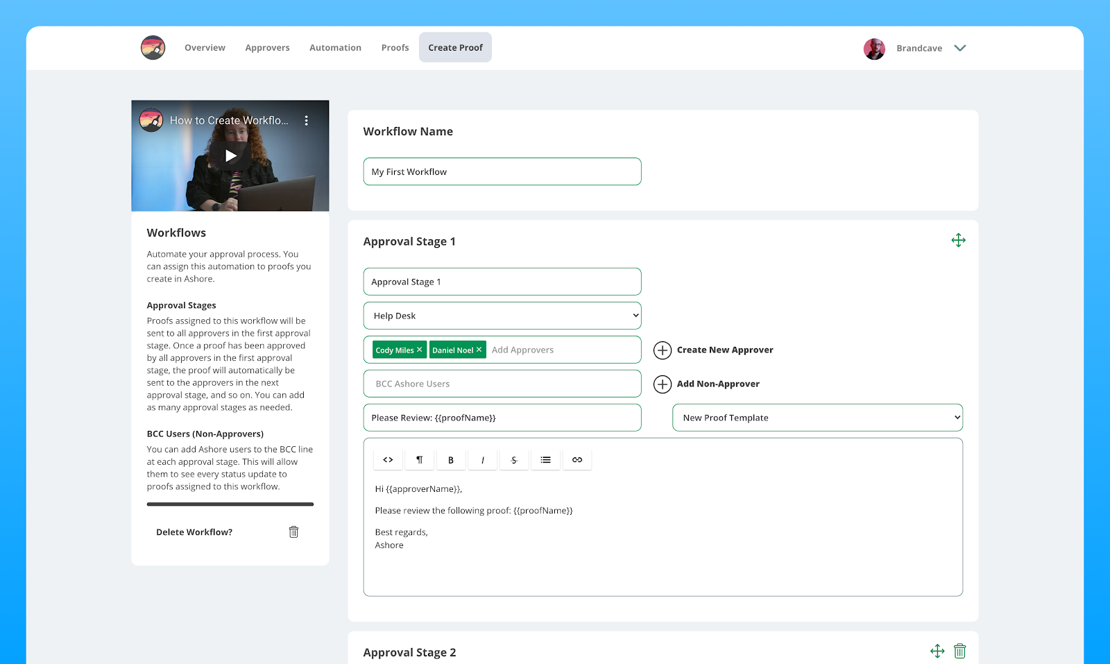 Workflow approval screen