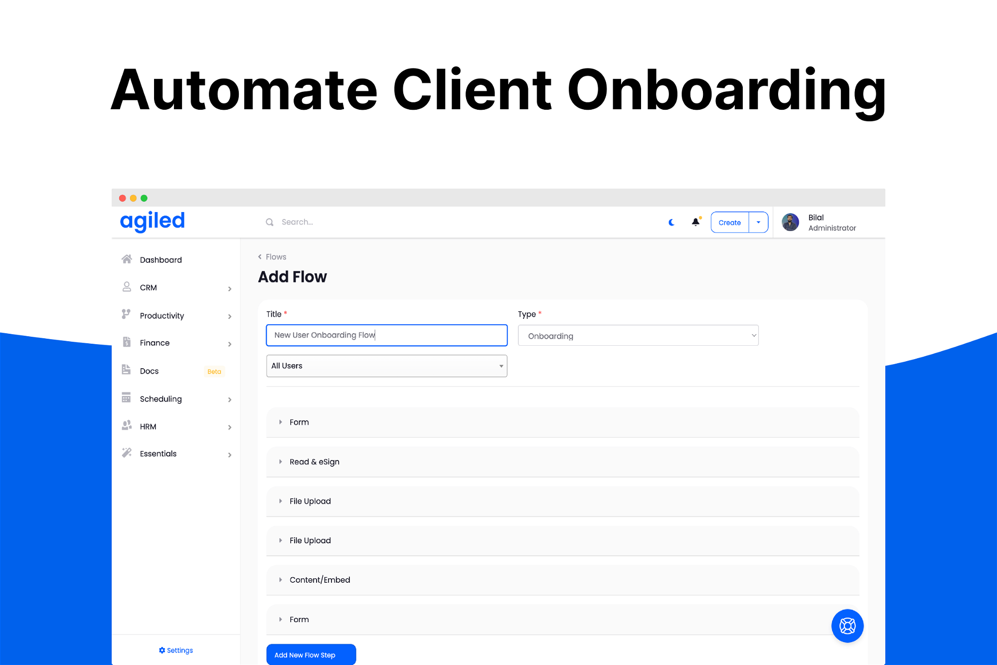 Client onboarding flows