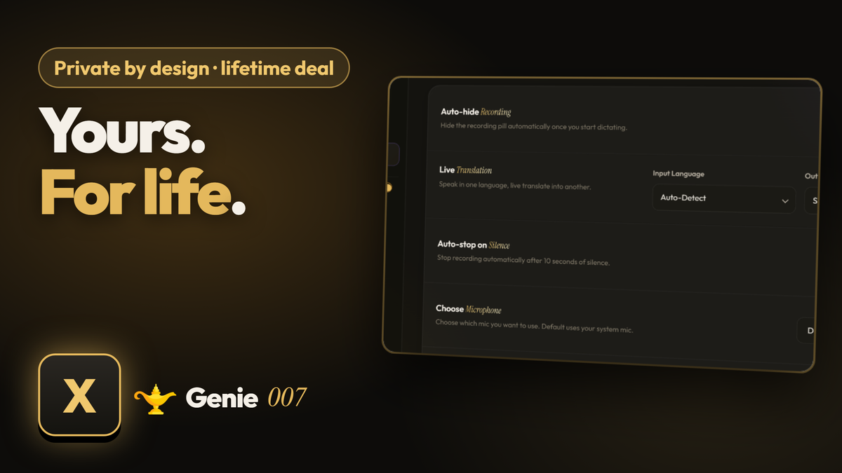 Genie 007 settings: private by design, yours for life