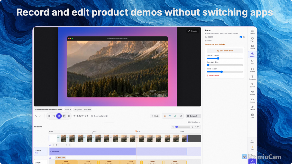 Record and edit product demos without switching apps