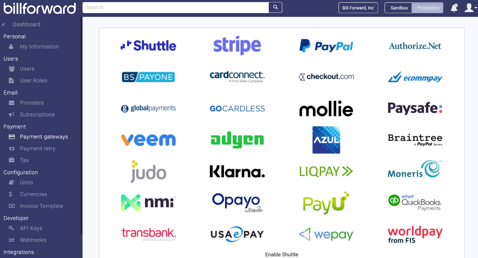 30+ global payment gateways
