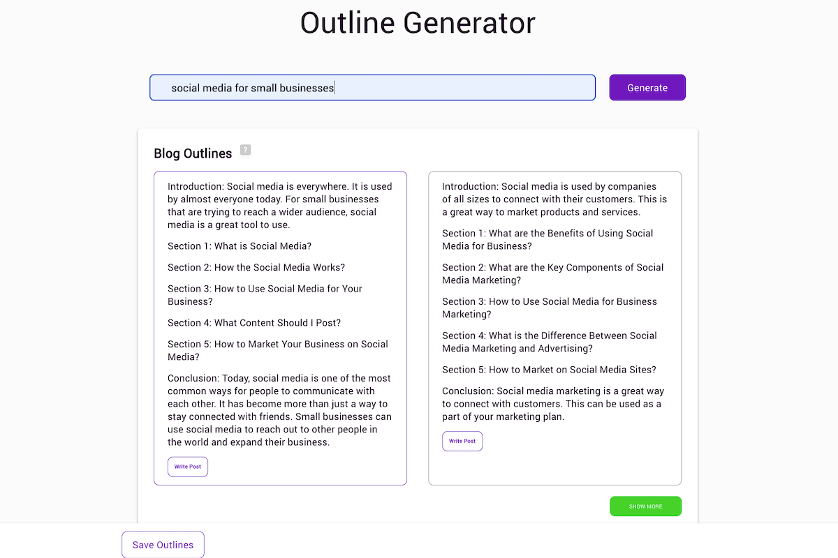 Outline generator