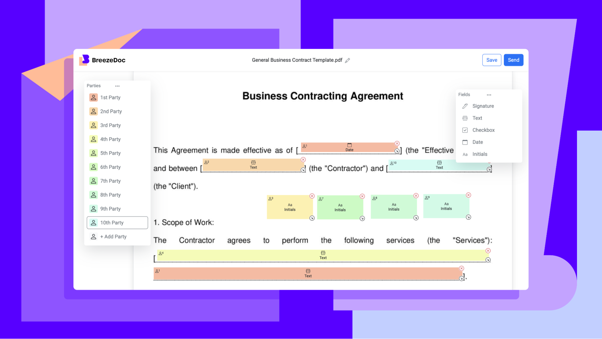 Business contracting agreement