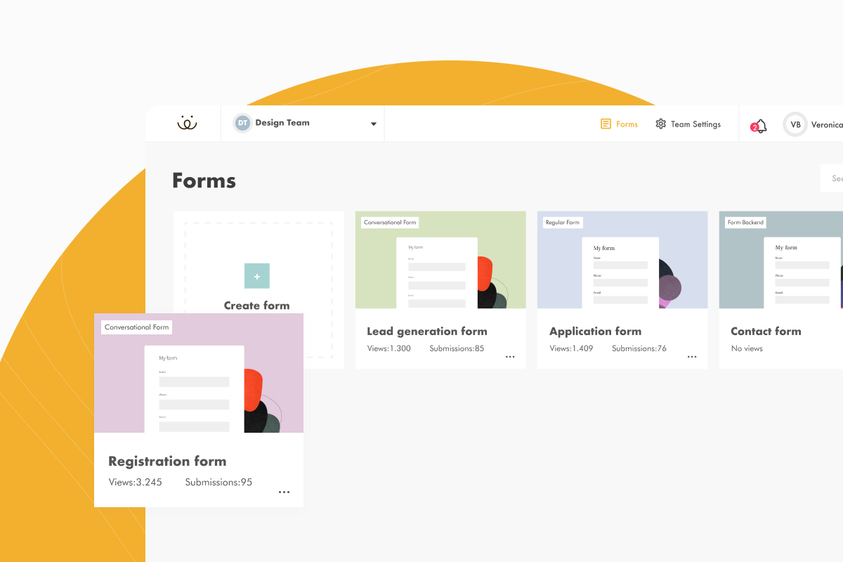 Form creation dashboard