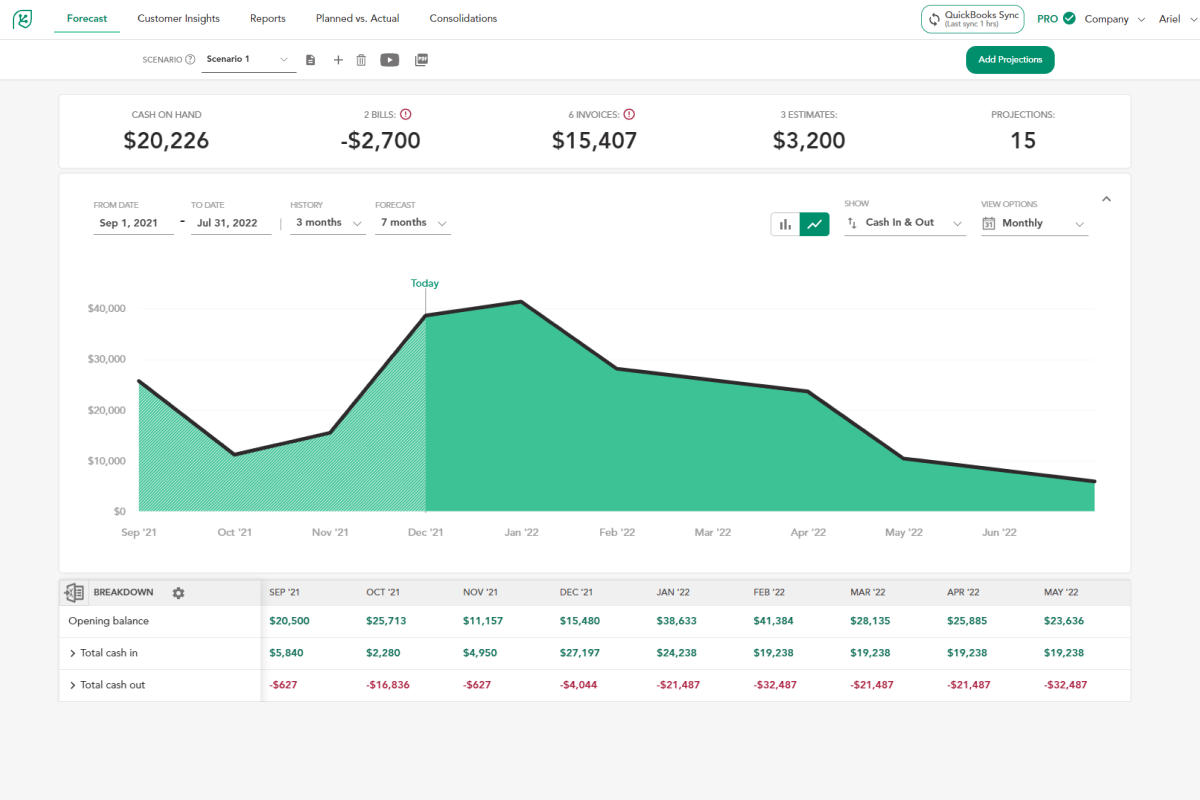 Cash flow forecast