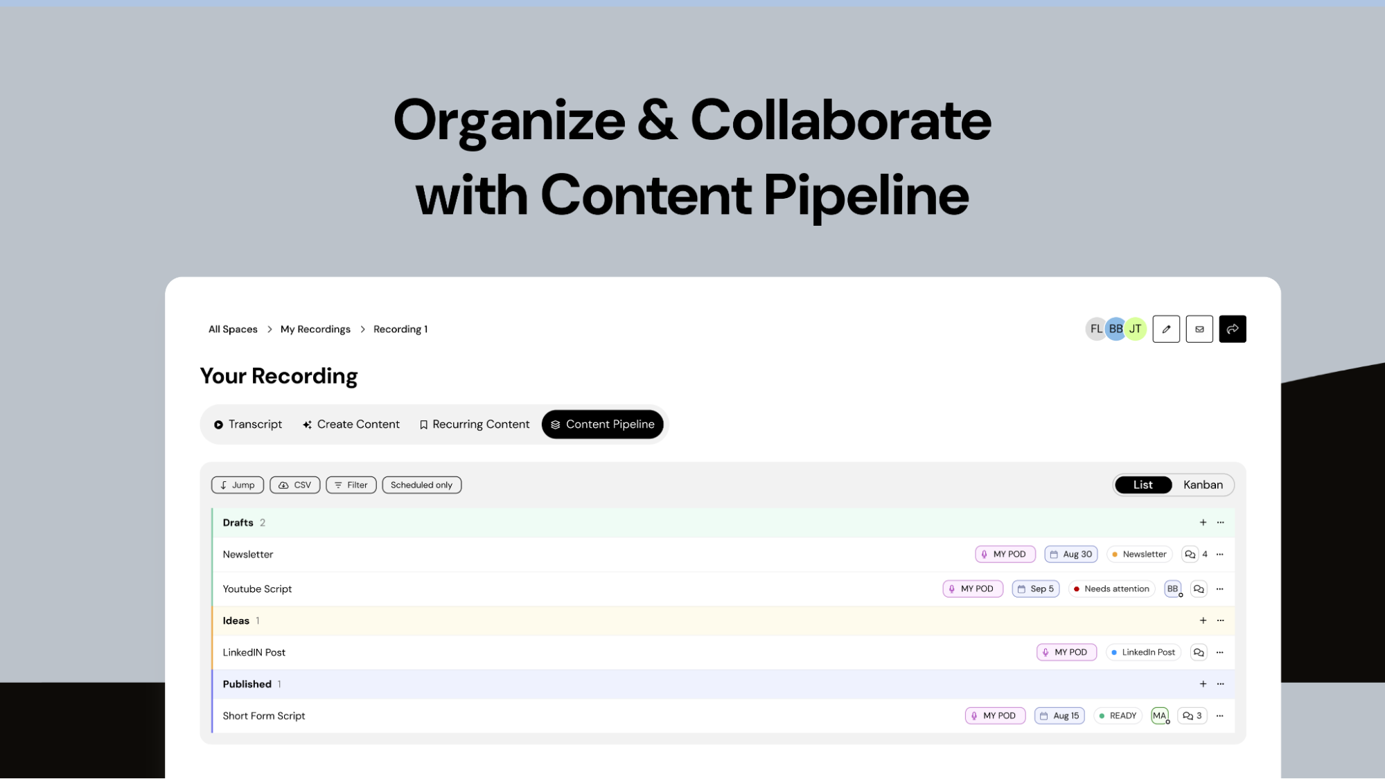 Content organization
