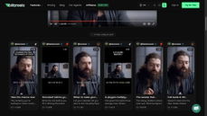BlitzReels showing six ready-to-post short clips generated from one long-form recording thumbnail