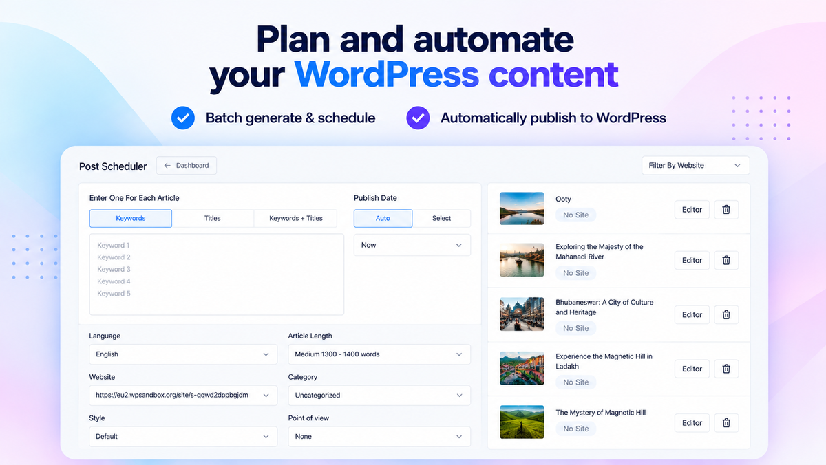 Plan and automate your WordPress content