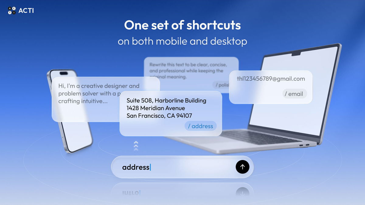 Shortcuts for mobile and desktop