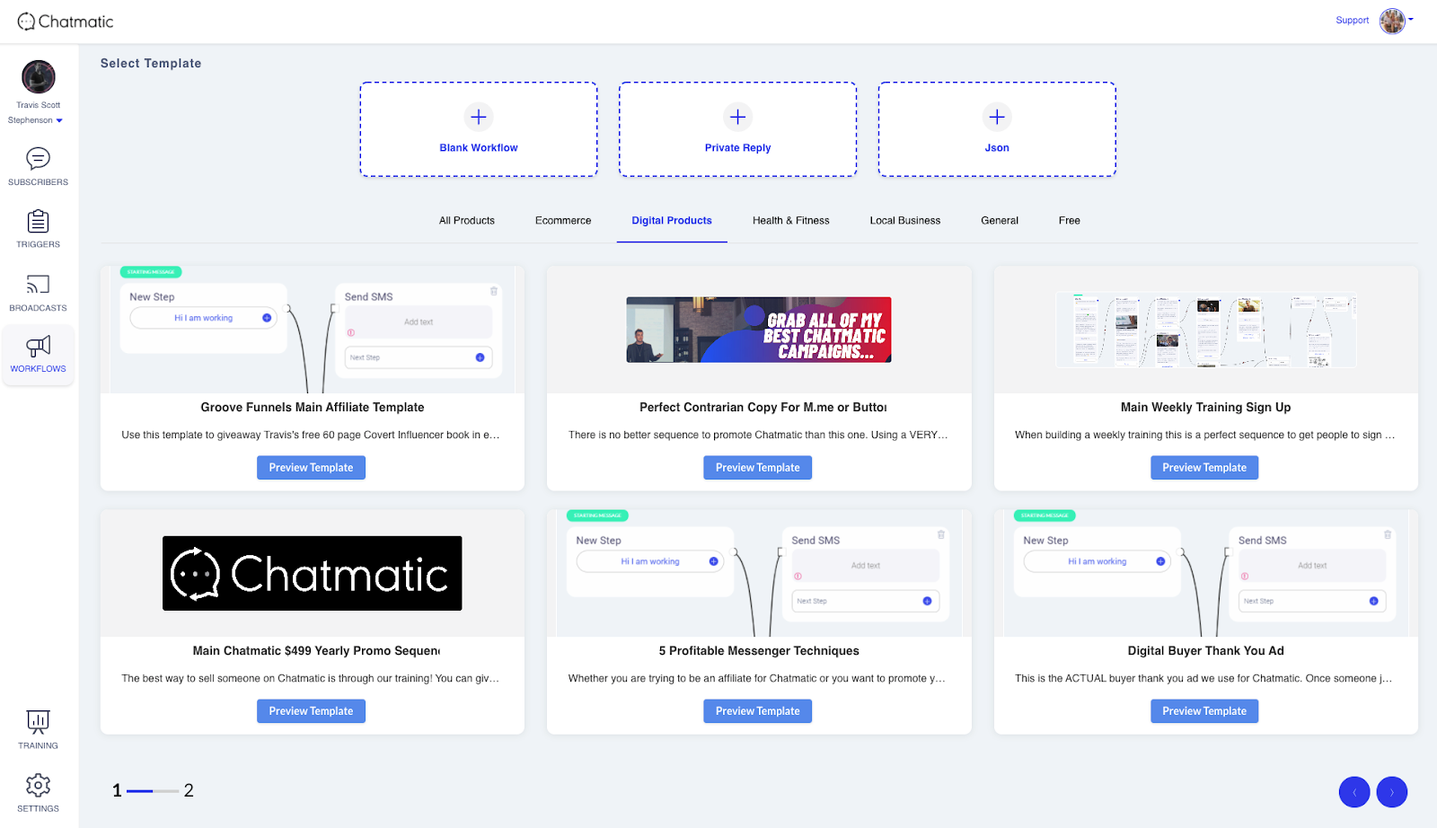 Chatmatic template marketplace