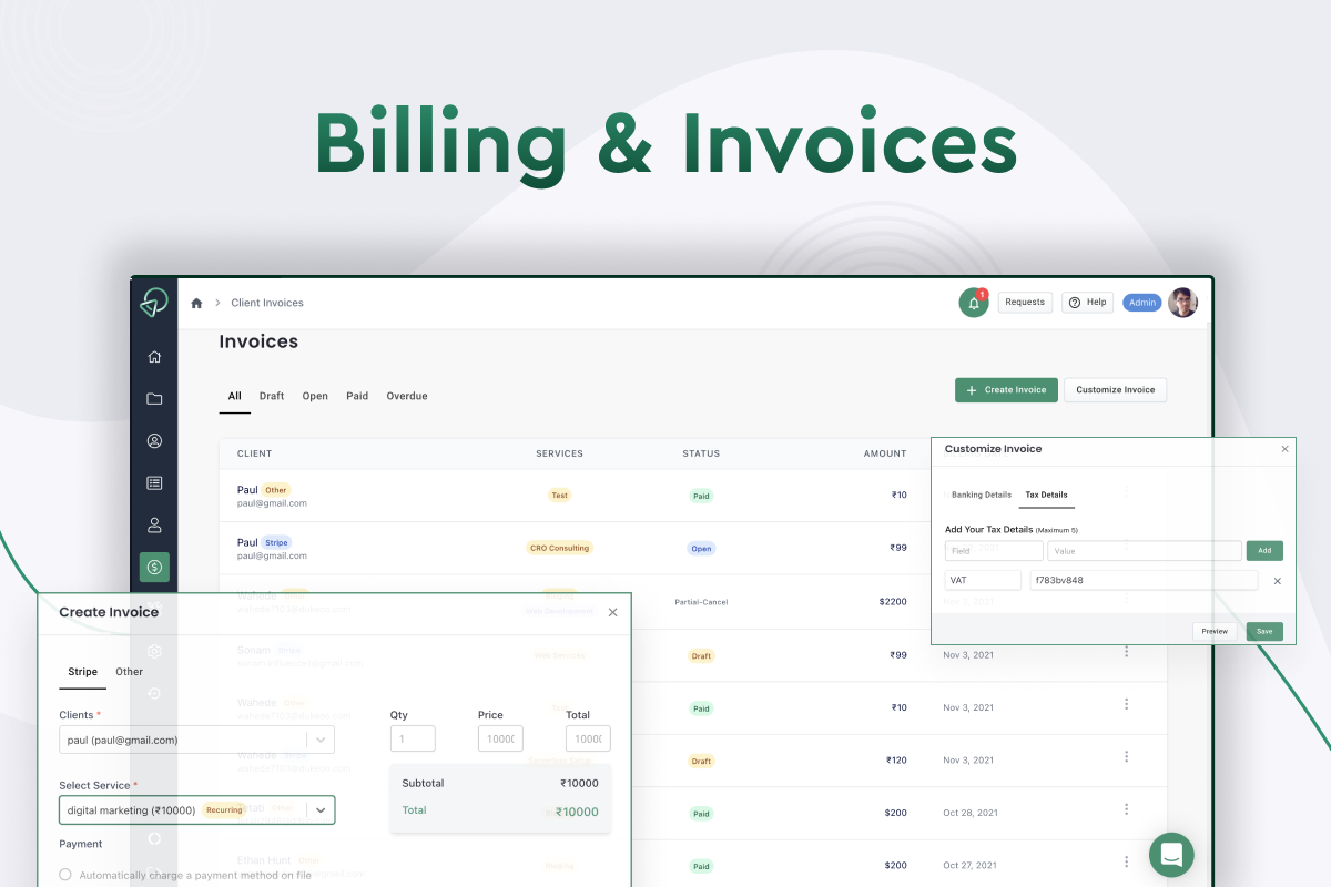 Client invoicing and billing