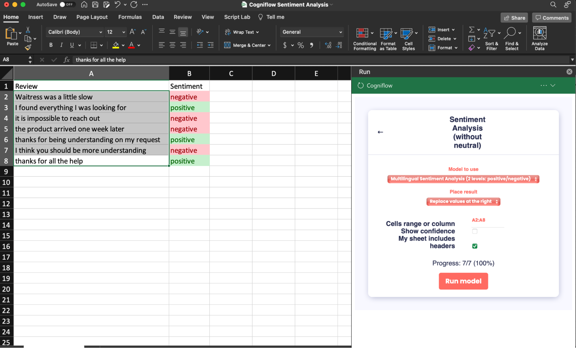 Excel integration