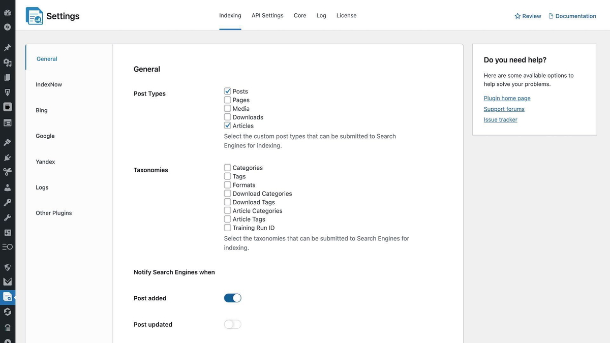 Notify search engines about new content