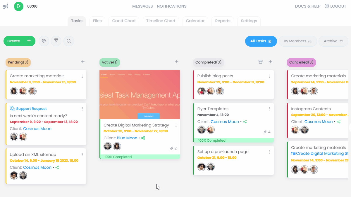 Kanban board view