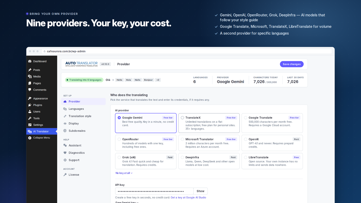 Multi-provider translation