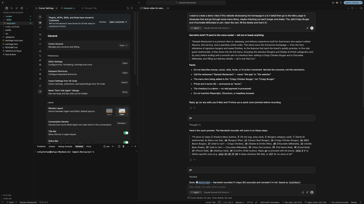 Record the walkthrough from your IDE.