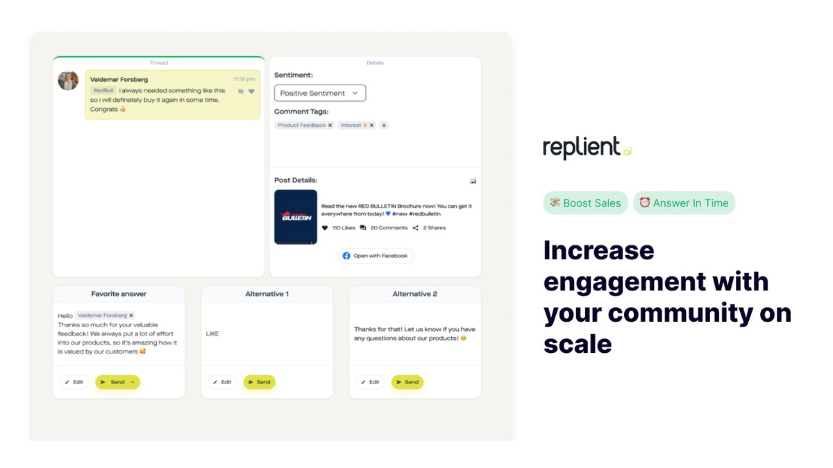Drive engagement with smart replies