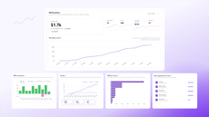 Composite view of Chartsy's MRR Breakdown dashboard showing current MRR, month-over-month growth, customer count, ARPU, net revenue, refunds, an MRR trend chart, revenue movements, plan performance, MRR by country, and a ranked list of top-paying customer thumbnail