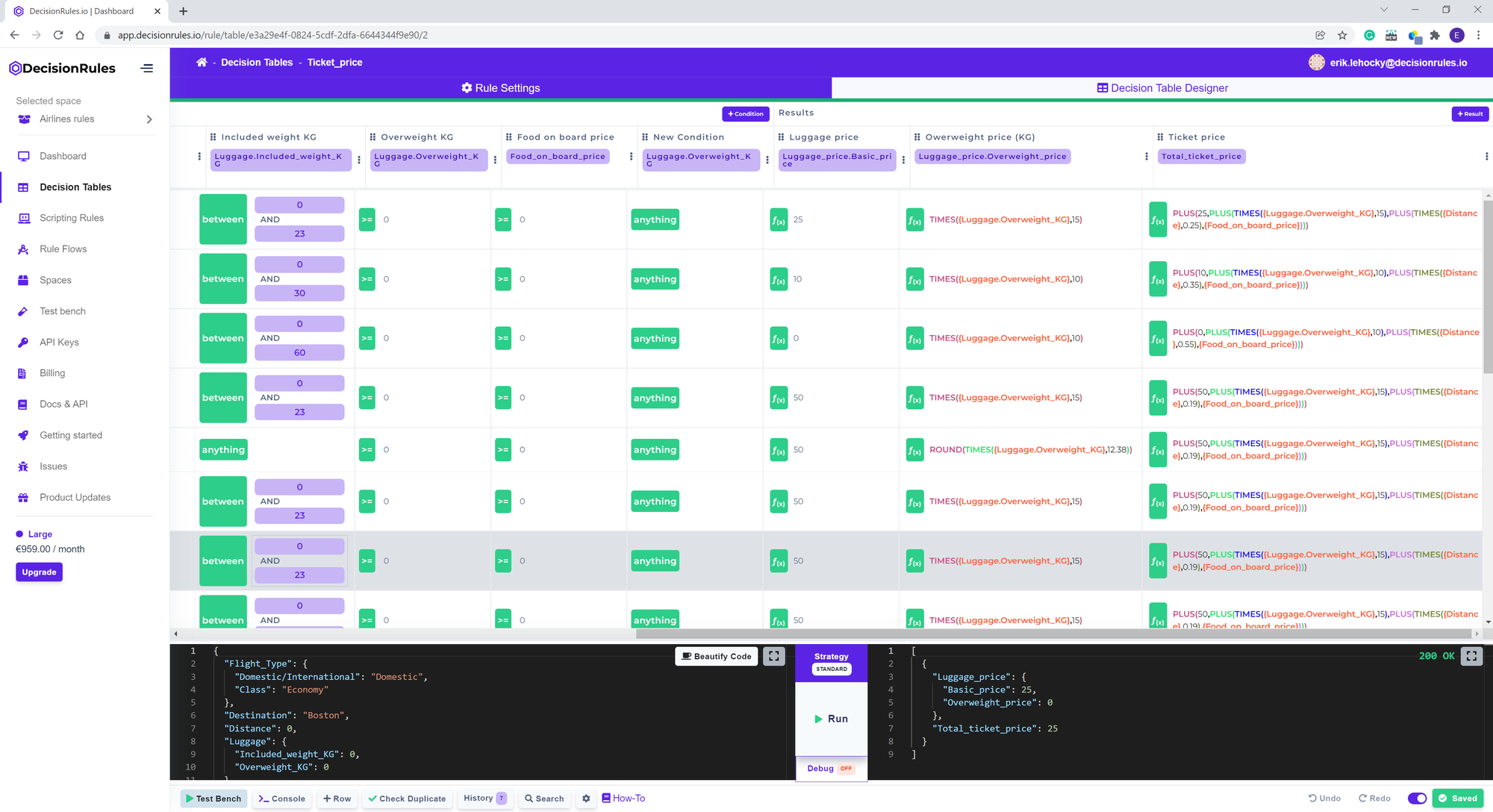 Decision tables UI