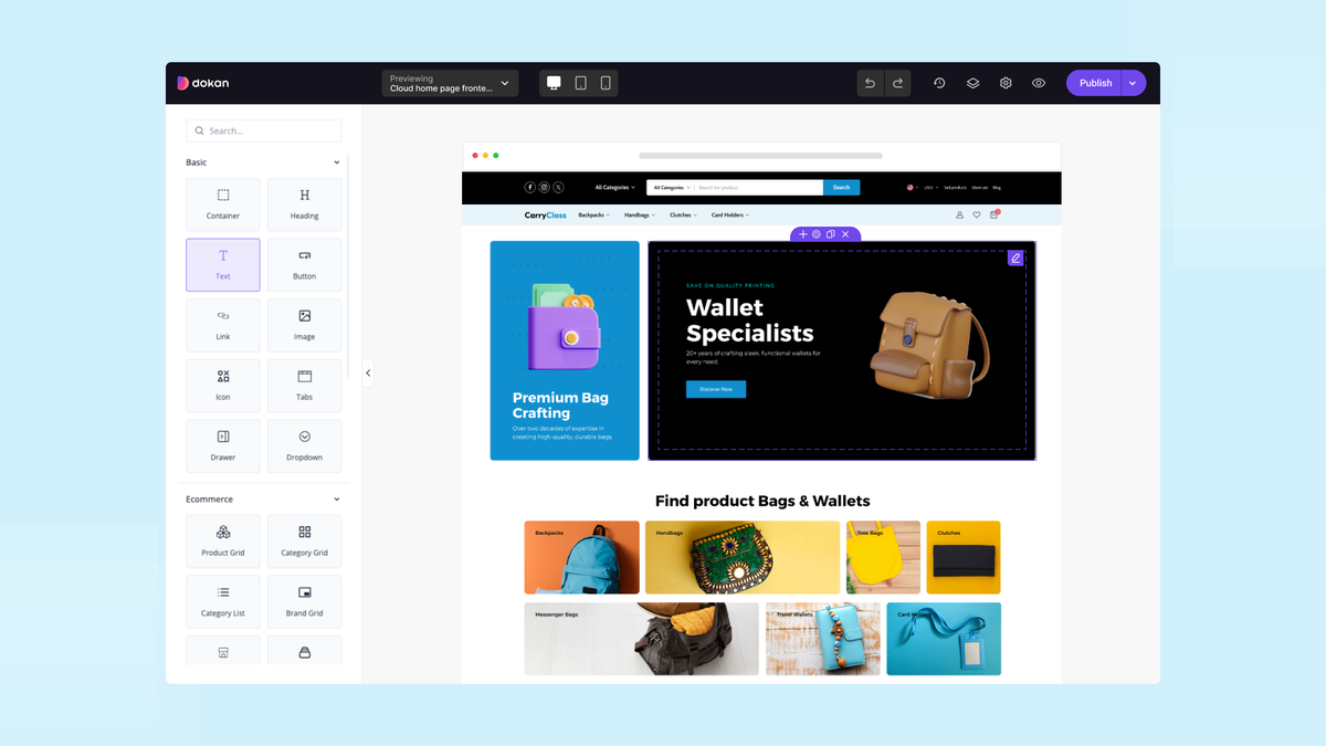 Drag-and-drop store builder