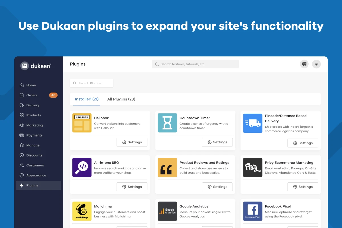 Dukaan plugins