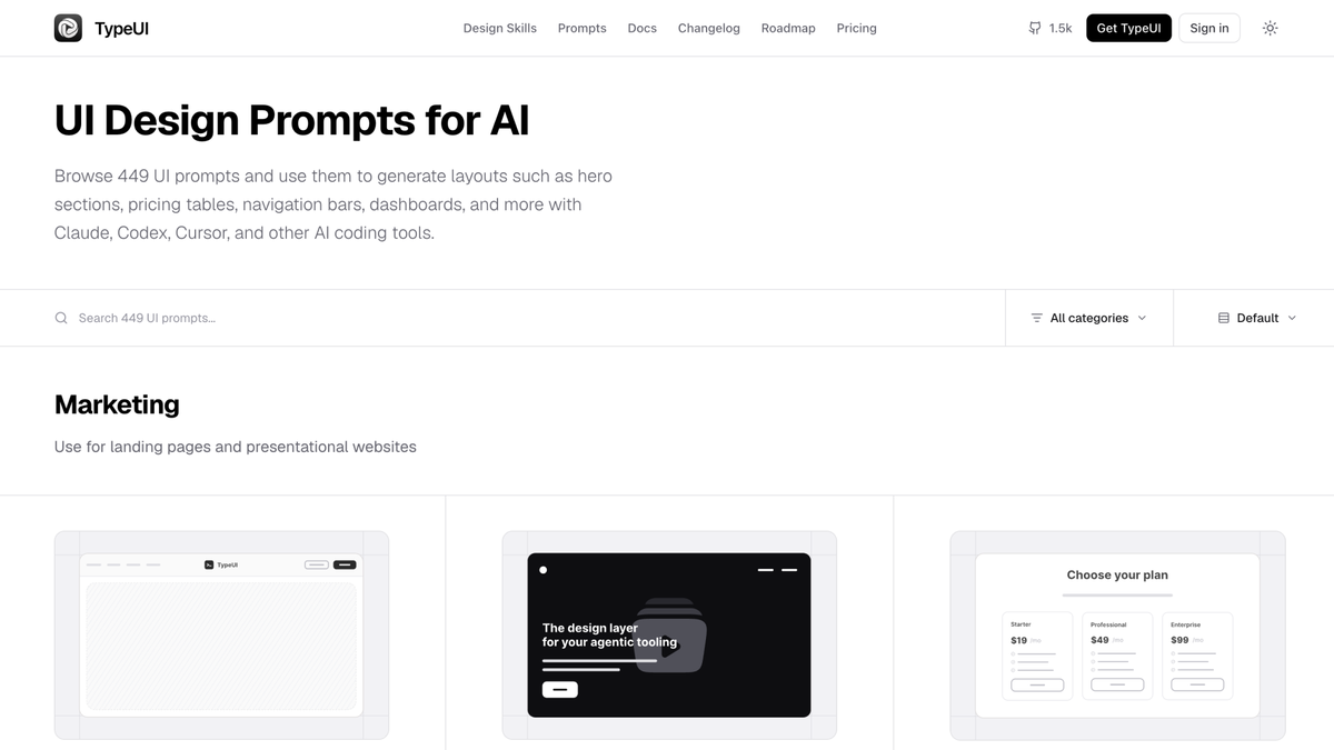 UI prompts for AI