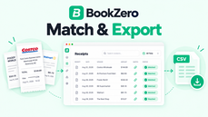 BookZero workflow showing receipts matched to transactions and exported as a CSV file. thumbnail