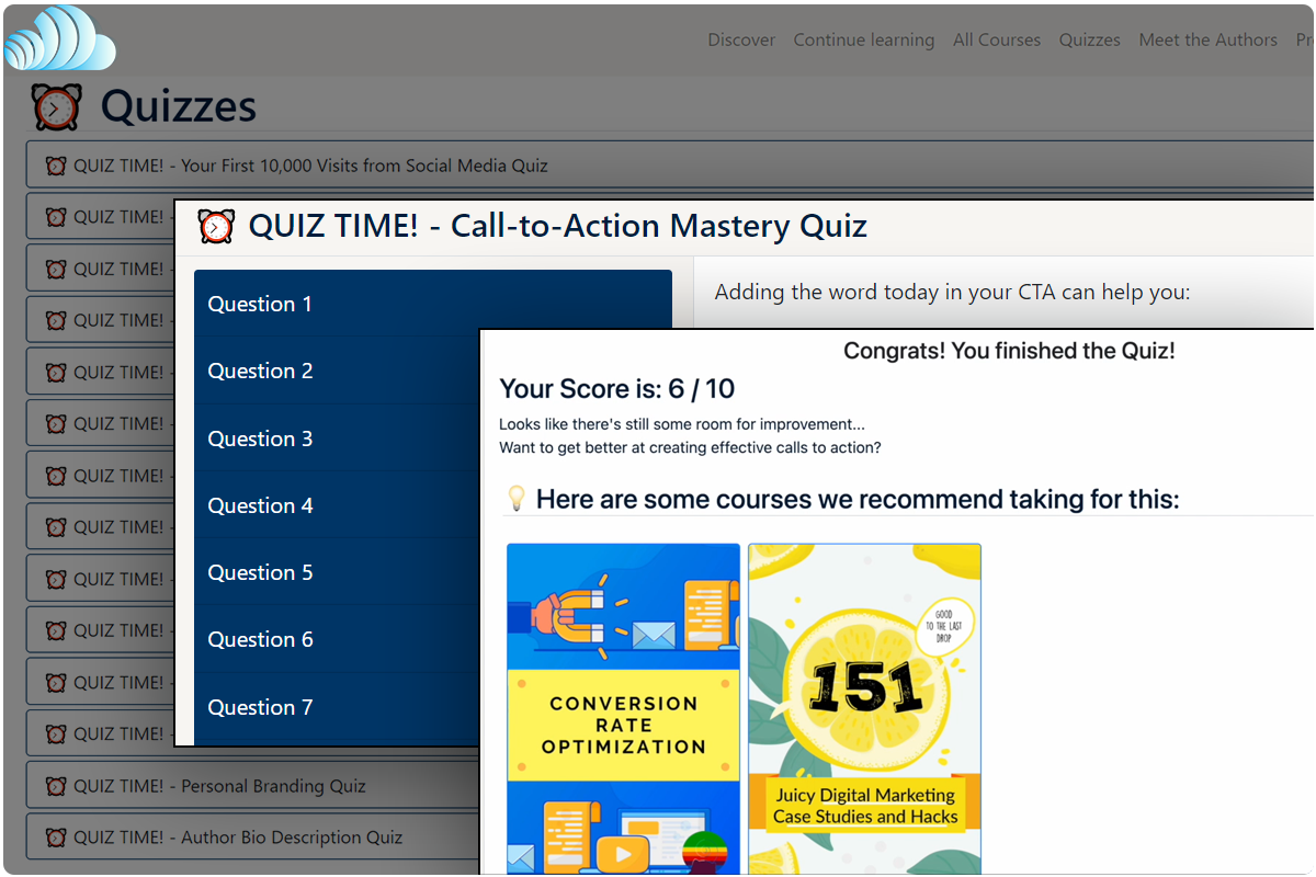 Interactive quizzes