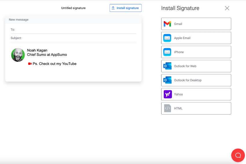 Email signature integration and installation