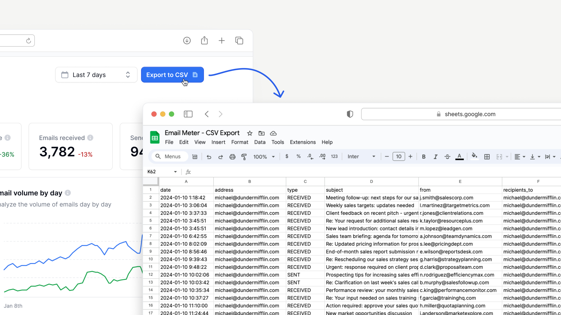 CSV file export