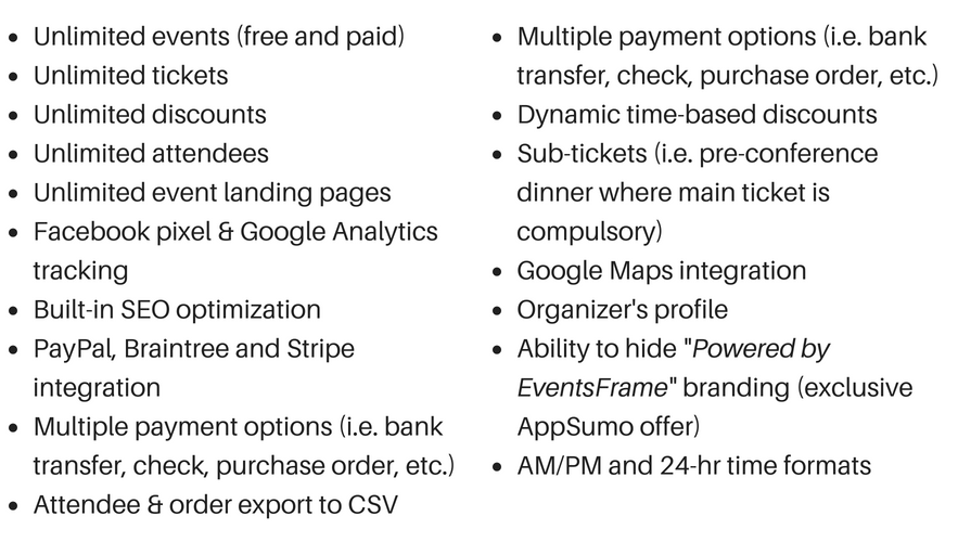 Lifetime Access to EventsFrame