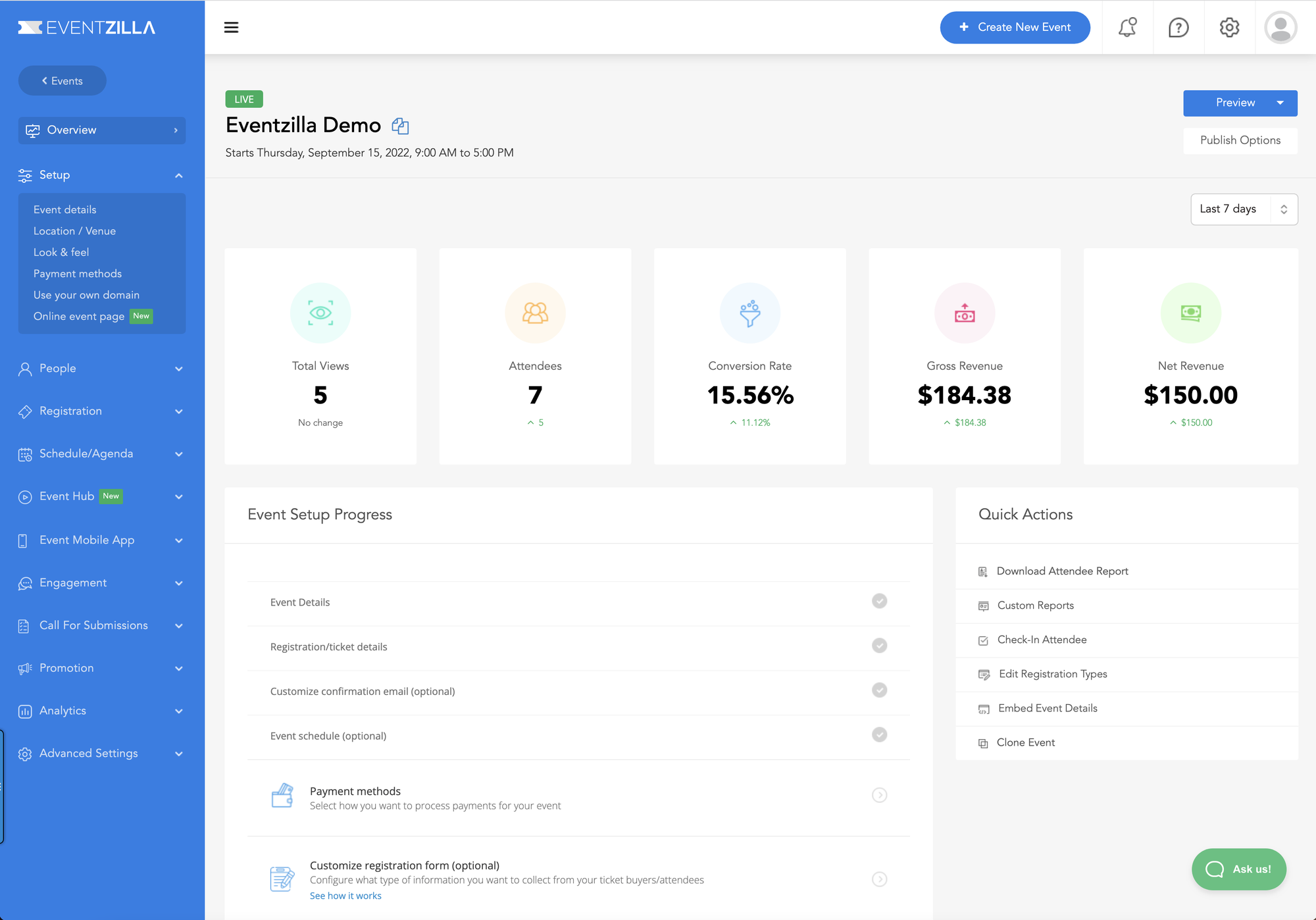 Event dashboard