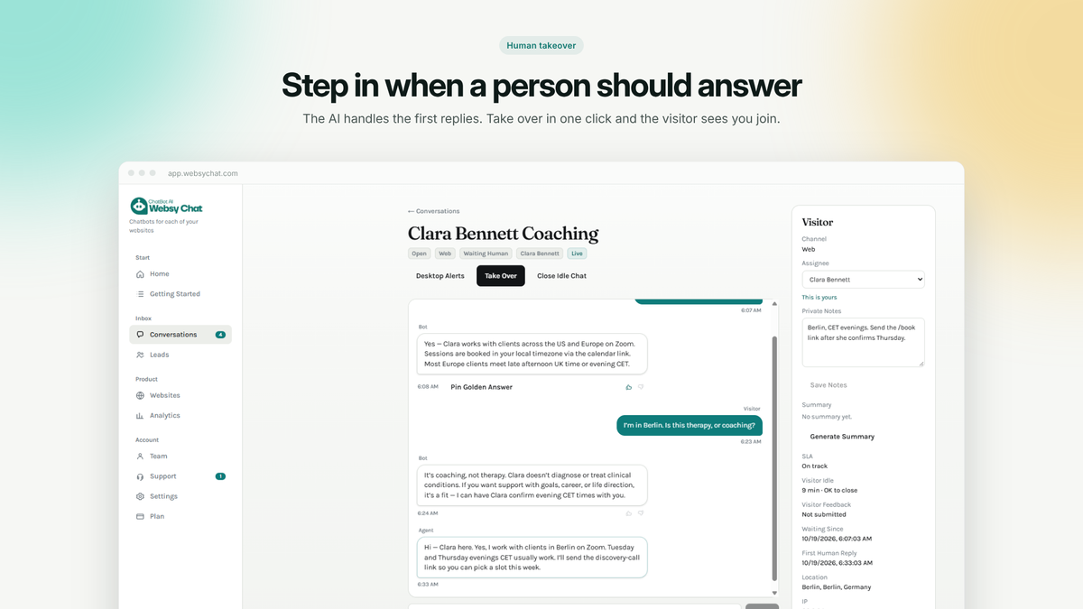 Jump into live chats when it matters