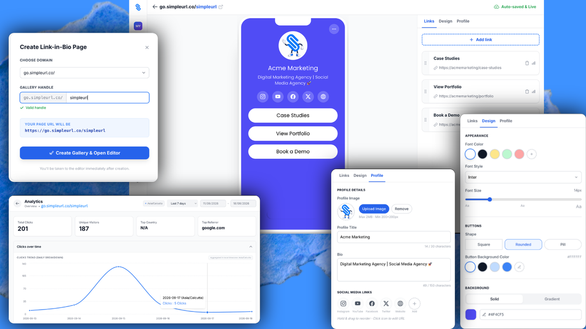 A link-in-bio page with your own domain